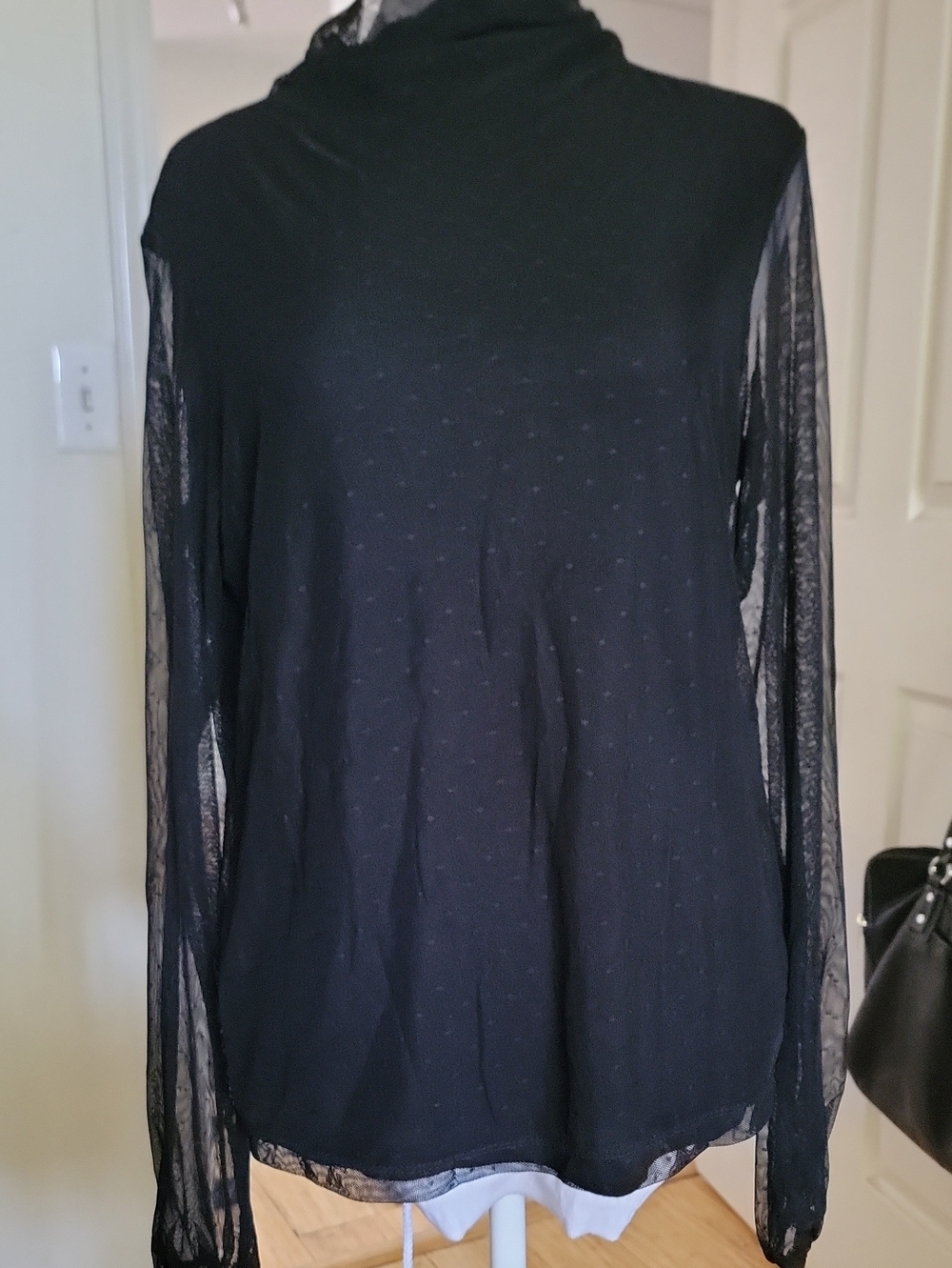 Sanctuary Black Sheer-Sleeve Women's Top